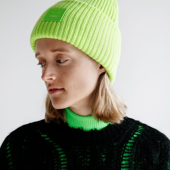 New Lime Green Acne Studios Beanie 